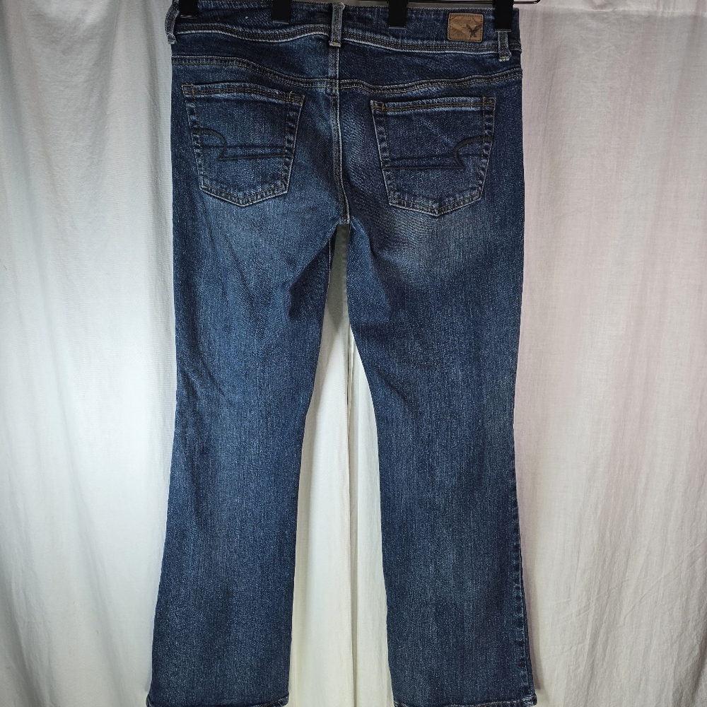 American Eagle Womens_Kick Boot "Stretch" 5 Pocket Distressed Jeans Size 8 Short - Picture 6 of 14